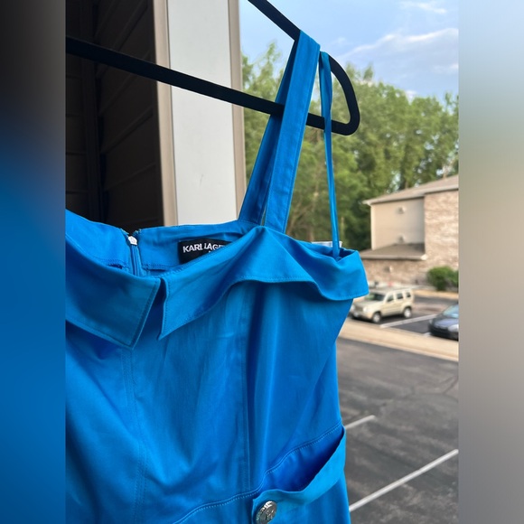 Karl Lagerfeld Blue and Gold A-Line Mini Dress - Picture 10 of 17